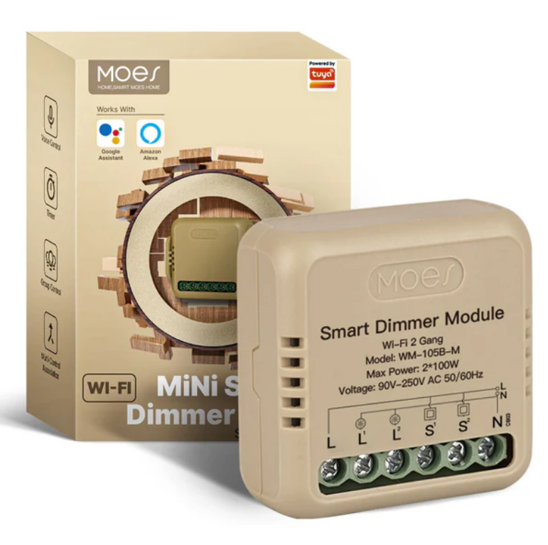 Moes Mini Wifi Smart Dimmer 2 gang