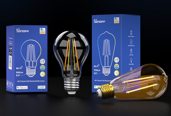 Sonoff B02-F-A60 wifi dimbare filament Led lamp impressie