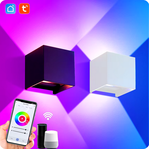 Wifi LED Up-Down Lamp RGBCW Voor Buiten van Aluminium zwart en wit