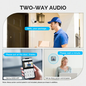 Moes Wifi Smart Outdoor Camera HD 3MP 128G opslag met Geluid en Bewegingsdetectie, Full Color Nachtzicht, twee weg audio info 2