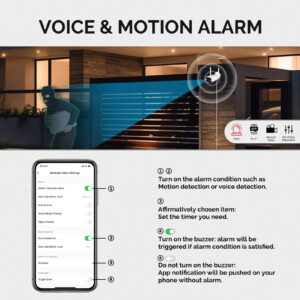 Moes Wifi Smart Outdoor Camera HD 3MP 128G opslag met Geluid en Bewegingsdetectie, Full Color Nachtzicht, twee weg audio info