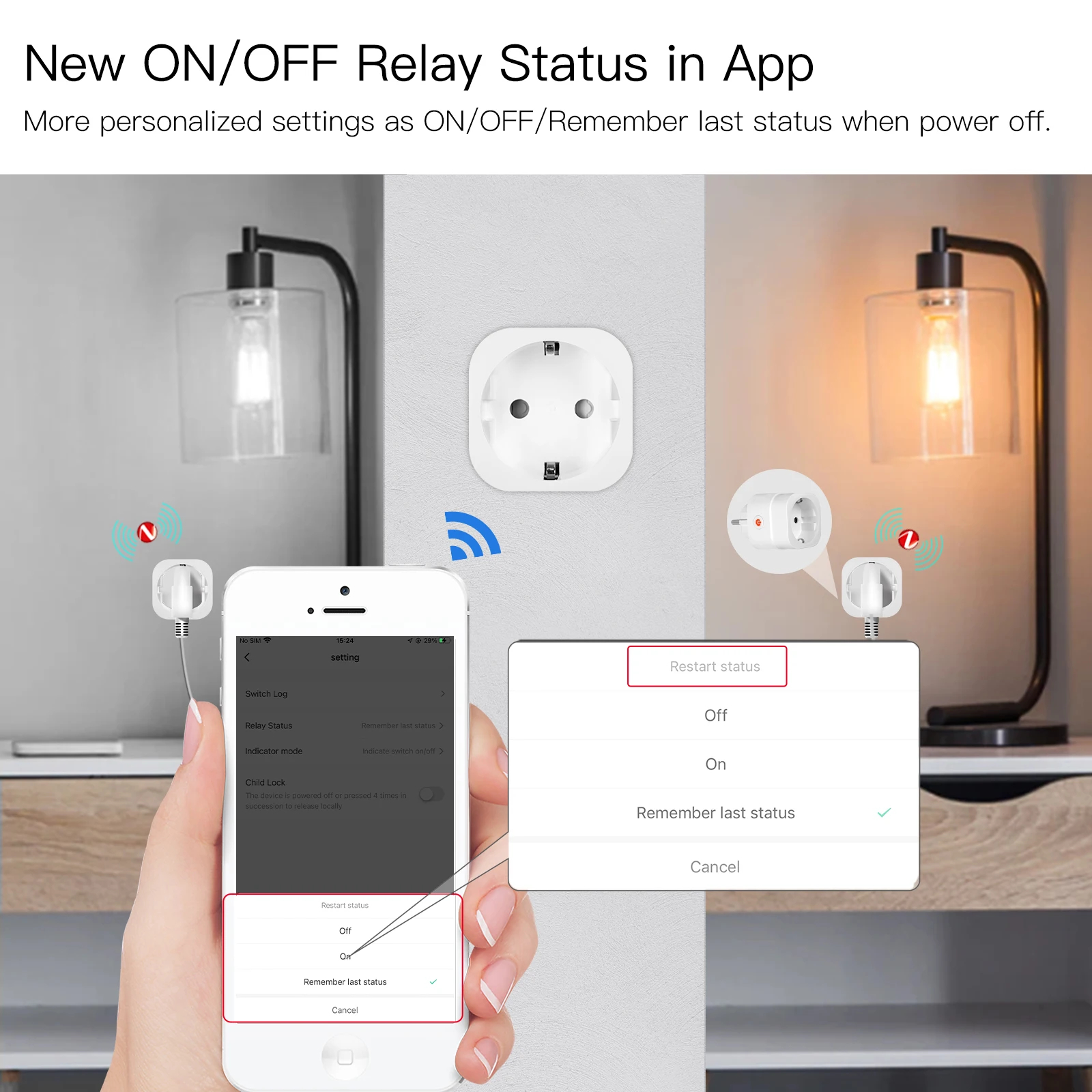 Moes Zigbee Stopcontact Schakelaar met energie verbruik meter info
