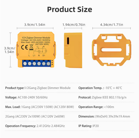 Avatto Slimme Wifi Dimmer 1CH Product maaten