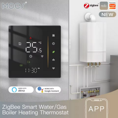 Moes Slimme ZigBee Thermostaat voor Gas Ketel zwart