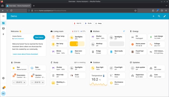 Home Assistant Dashboard interface